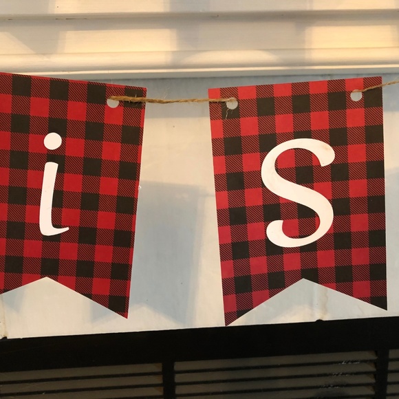 Red Buffalo Plaid Merry Christmas Banner - Picture 2 of 3